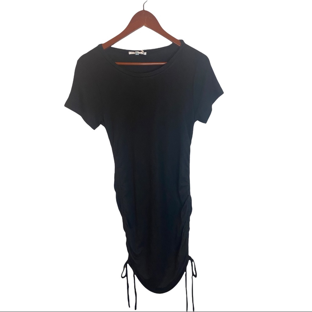 Black side tie shirt dress small NWT